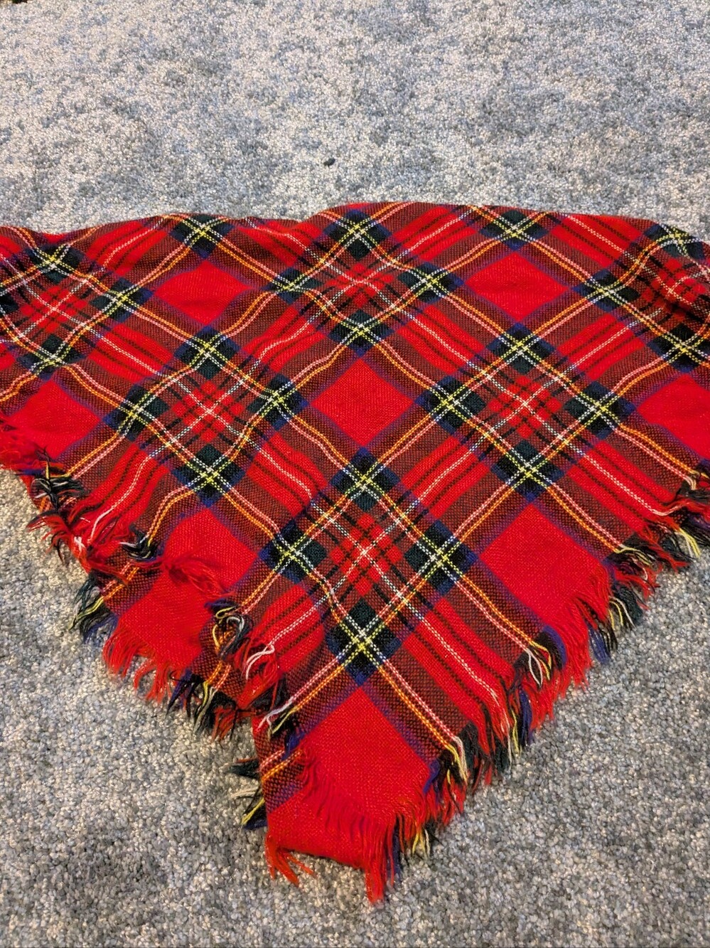 Red Plaid Fringe  Scarf